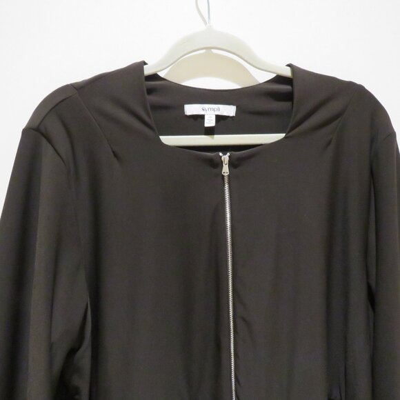SYMPLI Cropped Lantern Jacket with Zip Front in Chocolate Brown Lagenlook NWT - Picture 5 of 13